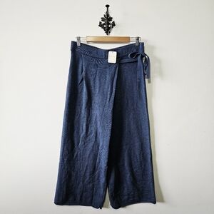 NWT Intimately Free People Wrap Pants Size M Blue Knit Boho Wool Blend Wide Leg